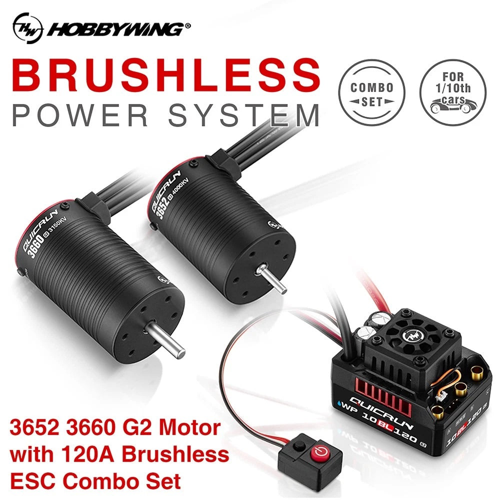 Hobbywing Quicrun WP 10BL120 G2 ESC + 3652/3660 Brushless Sensorless Motor Combo