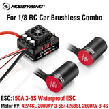 Hobbywing Quicrun WP 8BL150 150A G2 ESC + 4274SL/4268SL Motor Combo for 1/8 RC