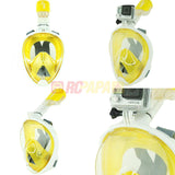 Snorkeling Full Face Mask with GoPro Mount Yellow for Surface Diving Snorkel Scuba - RC Papa